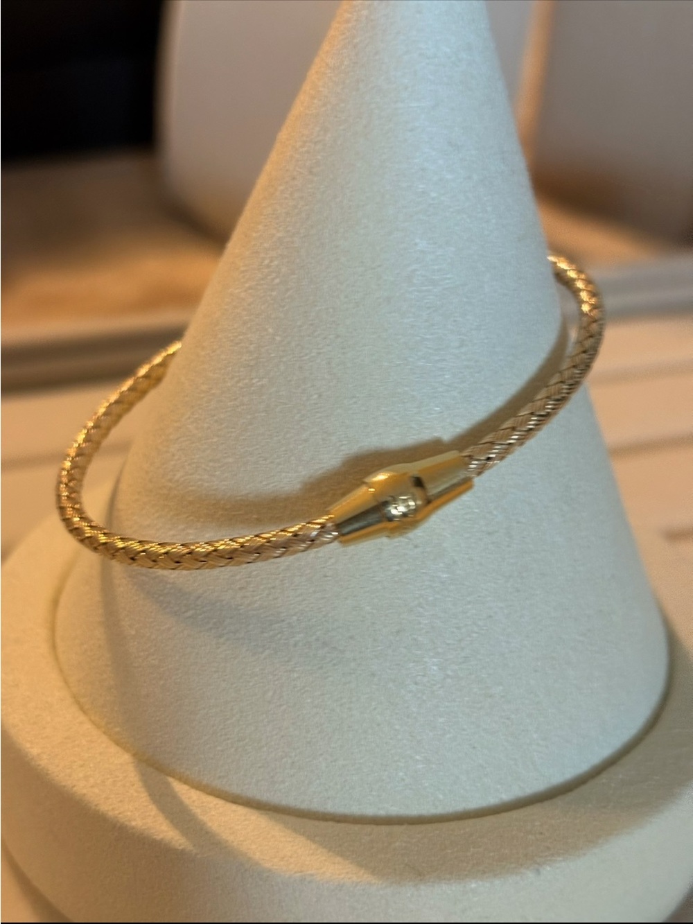 *Gold-tone Woven Cable Bangle Bracelet